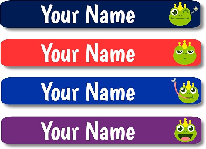 Lovable Labels Personalized Labels for Kids (120 Labels) - Waterproof Dishwasher Safe Peel and Stick Labels are Great for School Supplies Daycare Camp Bottles (Leap Frog)