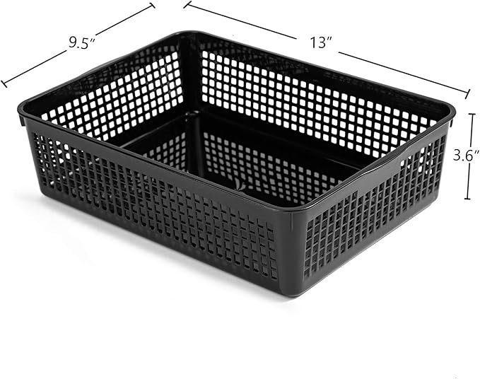 Aebeky A4 Size Plastic Paper Storage Trays,Desktop File Organizer Baskets,6-Packs (Black)