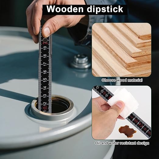 Oil Tank Measuring Stick, 10 Fold 78" Solid Wood Folding Fuel Gauge Stick Ruler for Deep Storage Tanks (Black)