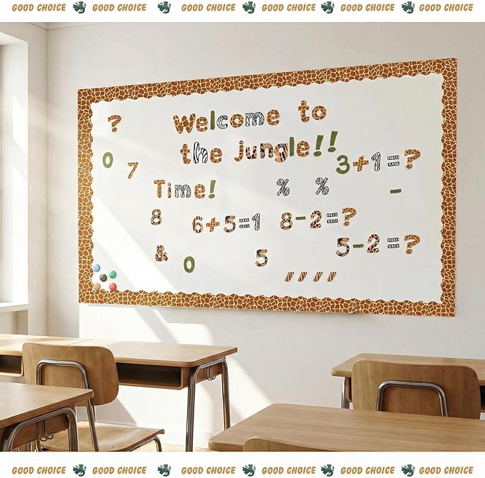221 Pcs Wild Animal Bulletin Board Letters, Round Alphabet Number Punctuation Symbol Combo Letter Cutouts, Jungle Classroom Decor for School Classroom Chalkboard Poster Bulletin Board Wall