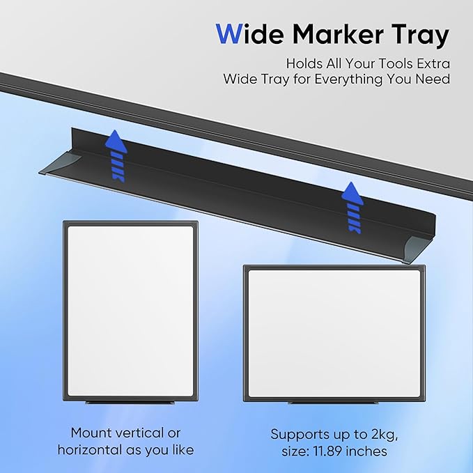 VUSIGN 24" x 18" Magnetic Whiteboard for Wall, Dry Erase Board with Black Frame, Hanging White Board for Office, Home, School, Dorm – Includes Markers, Magnets & Eraser