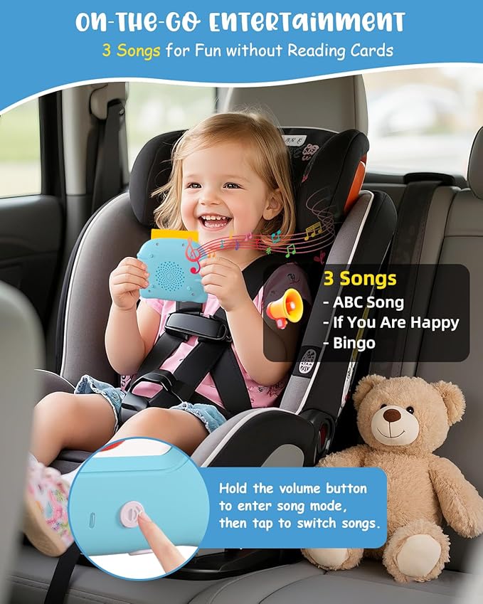 224 Words English Talking Flash Cards with Music, Montessori Educational Learning Kid Toddler Toys, Pocket Speech Therapy and Autism Easter Birthday Sensory Toys for Girls Boys