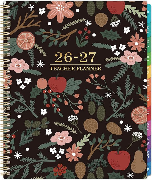 Teacher Planner 2026-2027 - Teacher Lesson Planner 2026-2027, July 2026 - June 2027, 8.5" x 11", Academic Planner for Teachers, Teacher Planner 26-27 Academic Year for School Year with Colorful Tabs and Inner Pocket - Pinecone