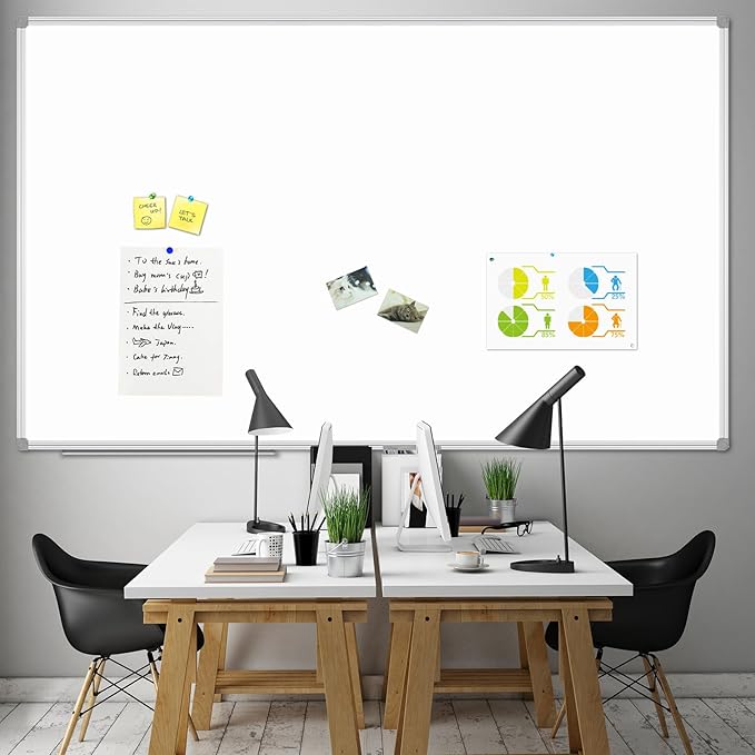 JILoffice Magnetic Dry Erase Board 96 x 48 inches, Large 4" x 8" Whiteboard for wall, Silver Aluminum Frame Wall Mounted Board for Office Home and School