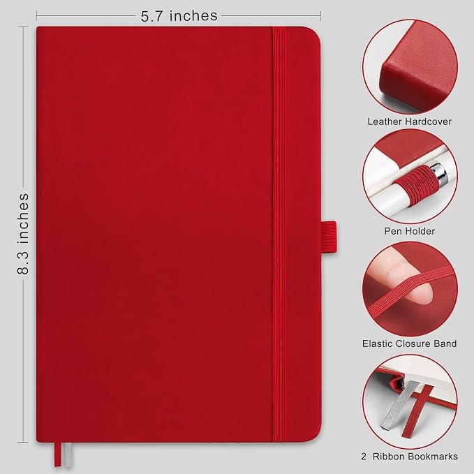 AHGXG Dotted Journal Notebook, 160 Numbered Pages, A5 Size (5.7'' x 8.3'')