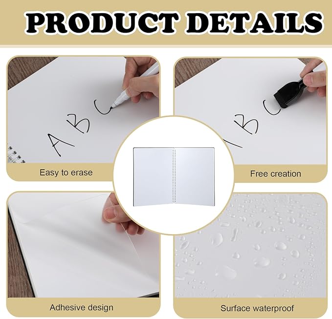 Feifeiya White Board Dry Erase Notebook A4 Size White Board Dry Erase Environmentally Portable Reusable Notebook for Study, Meeting, Planning, Black