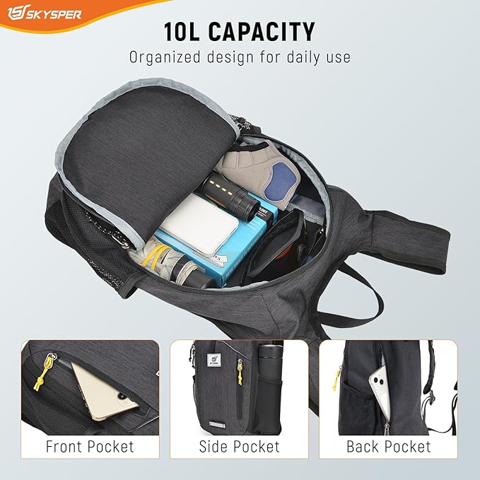 SKYSPER 10L Hiking Backpack Small Foldable Daypack Packable Lightweight Hiking Daypack Travel Day Pack for Women Men