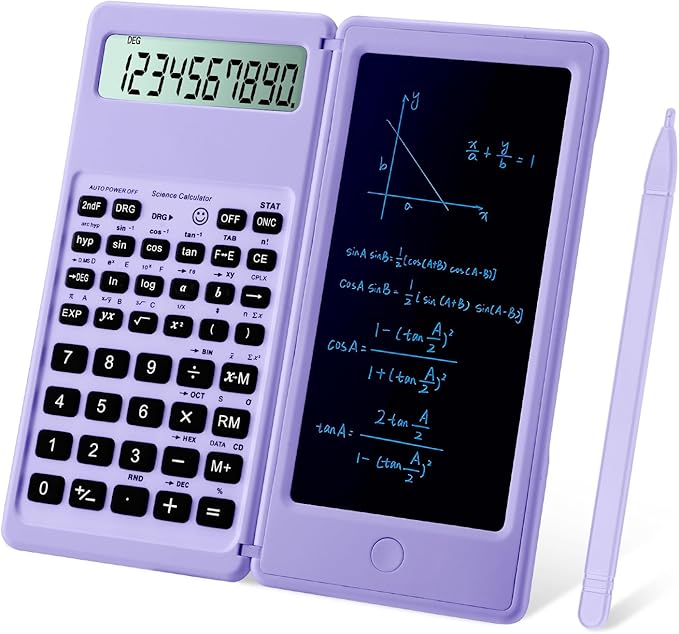 IPepul Scientific Calculators for Students, 10-Digit Large Screen, Math Calculator with Notepad, Classroom Must Haves for Middle High School Supplies & College(Purple)