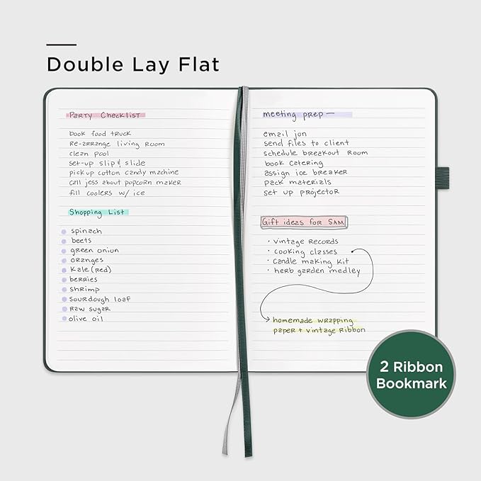 &And Per Se Lined Notebooks Bulk 5-Pack, A5 Hardcover Journal, 160 Pages 100gsm Thick Paper, Classroom Supplies for Students, Teachers, College Ruled Notebooks for School Office (Green)