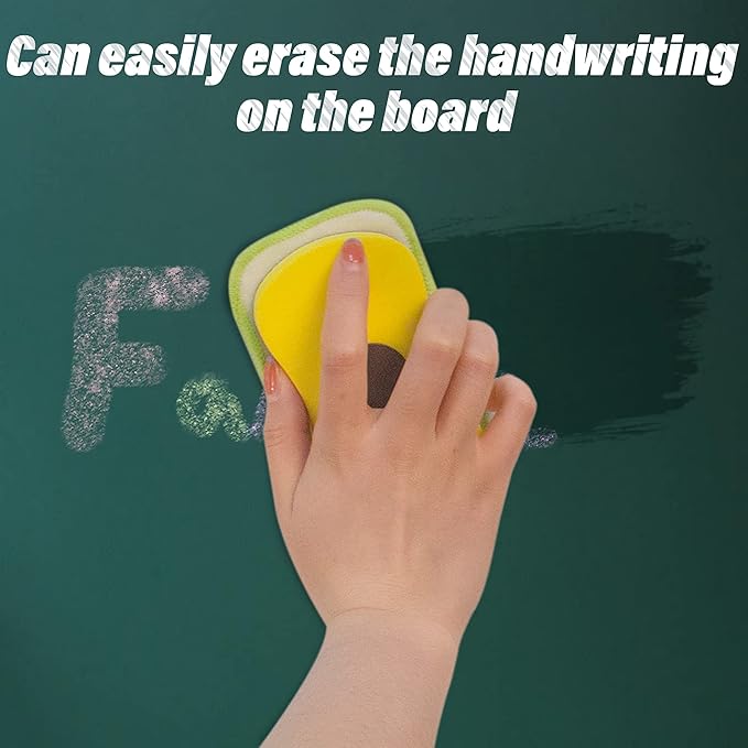 2 Packs Chalkboard Eraser - Washable Reusable Microfiber Eraser Cleaning Chalk/Markers/Duster Tool in Home Classroom Office Attached 2 Pcs Microfiber Cloth WP03
