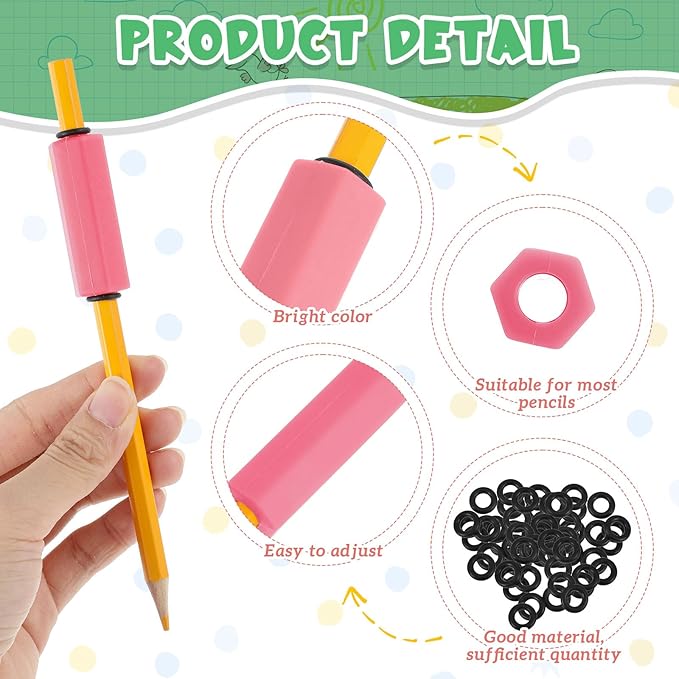 3 Pcs Pencil Pen Weights 1.59 oz, Handwriting Aid Kit for Children Elderly Special Need, Metal Weighted Pencil Holder Tool for Autism Tremors Fine Motor Skills(Navy Blue, Yellow, Rose Pink)