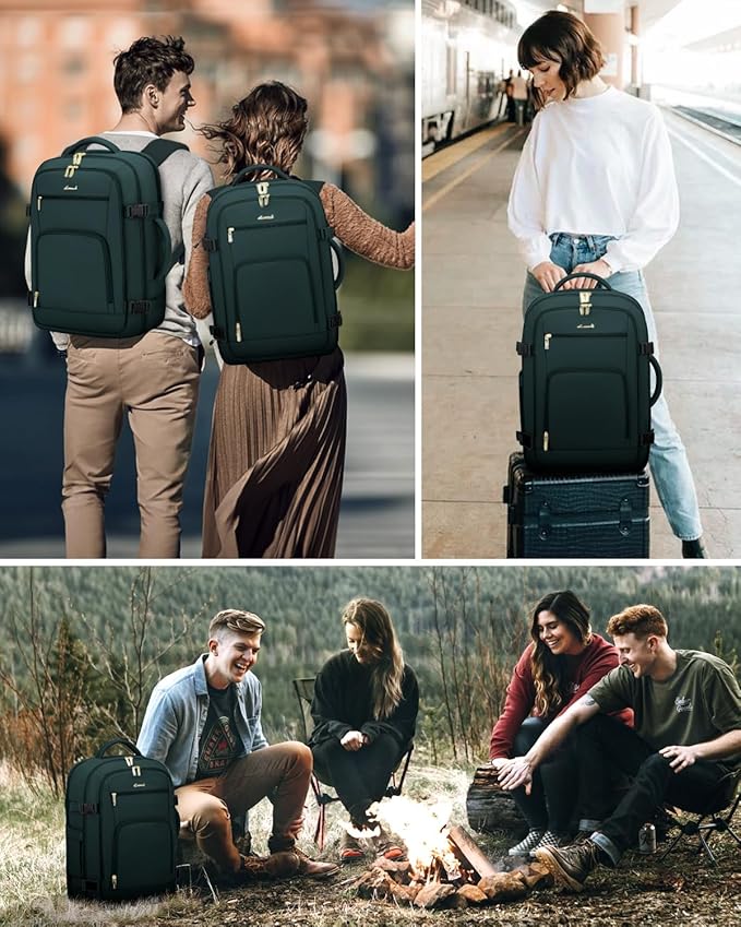 LOVEVOOK Travel Backpack For Women Flight Approved, 50L Large Carry On Backpack For Airplanes, Personal Item Travel Bag, Waterproof 18 Inch Laptop Backpack For Business Weekender Overnight, 4Pcs Set