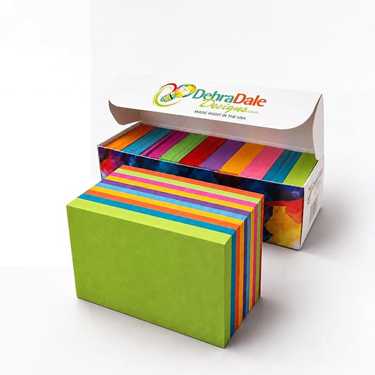 Debra Dale Designs Blank Flash Cards 1000 Pack – Neon Study Cards 2″ x 3.5″ – Small Color Index Cards for Studying, Vocabulary, Notes & Memory – 65 lb Cardstock – Storage Box – Made in USA