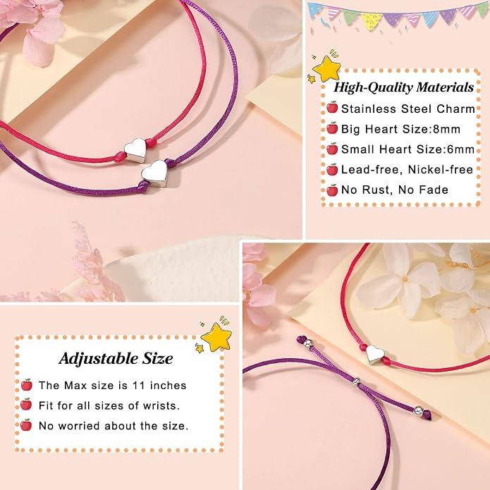 UNGENT THEM Big & Small Heart Bracelets Back to School Gifts for Girls