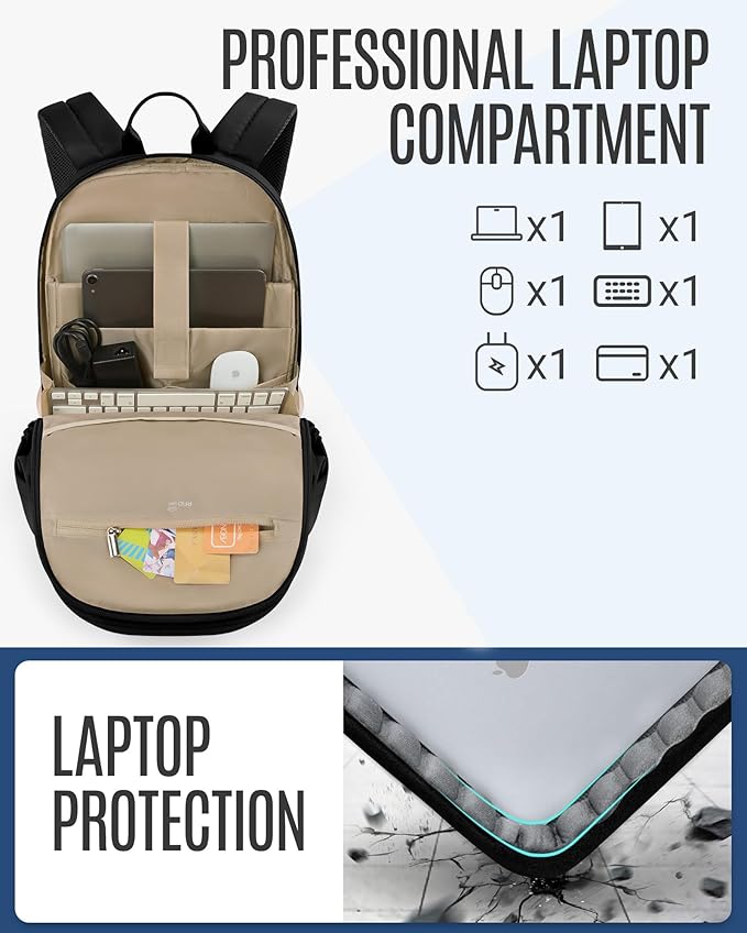 LIGHT FLIGHT Travel Backpack for Women, 15.6 Inch Laptop Backpack with USB Charging Hole, Water Resistant College Bookbag, Large Capacity Black Computer Backpacks for Work, Beige+Green