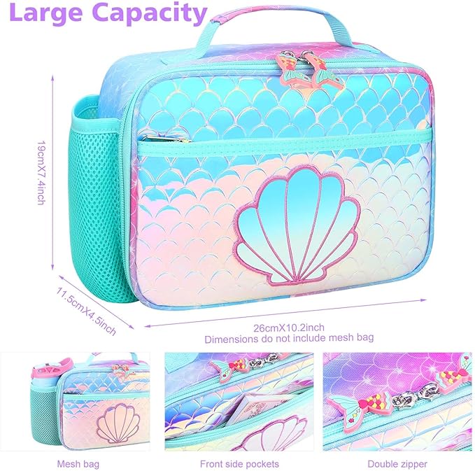 RHCPFOVR Kids Lunch Box for Girls Teens Insulated Lunch Bag Reusable Lunch Tote Kit for School Travel