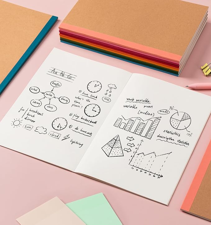 60 Pack Blank Notebook Journals Bulk, A5 Unlined Paper Composition Notebook