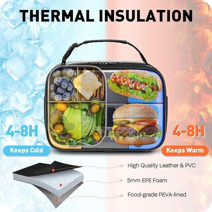 Kids Lunch Box for Boys,Game Console Insulated Lunch Bag for Kids,Leather Lunchbox for Boys,Waterproof Leakproof Portable Fits Most Bento Boxes