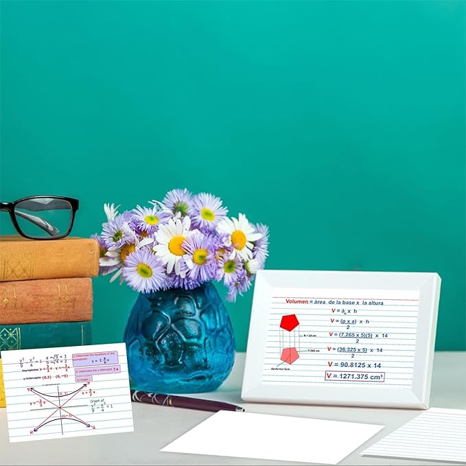 Pinovk 5x7 Ruled Index Cards 50 Pcs - Heavyweight White Note Cards for Office Organization - Large Lined Flashcards for Recipe Cards, Public Speaking & Task Tracking - 250gsm Thick Paper Note Cards