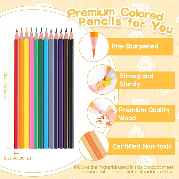240 Packs Colored Pencils Bulk Classroom, Colored Pencils for Kids 12 Assorted Colors, Coloring Pencil Set Plus 24 Sharpeners, Pre-sharpened Color Pencils, Back to School Supplies Bulk for Teachers