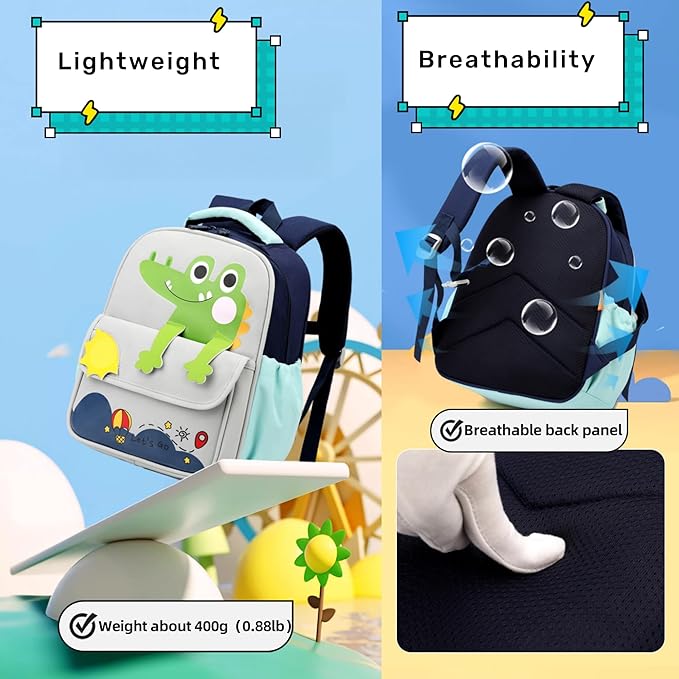 Dinosaur Backpack for Boys Bookbag for Toddler Kids 3-5 Boys School Bags Lightweight Preschool Backpack