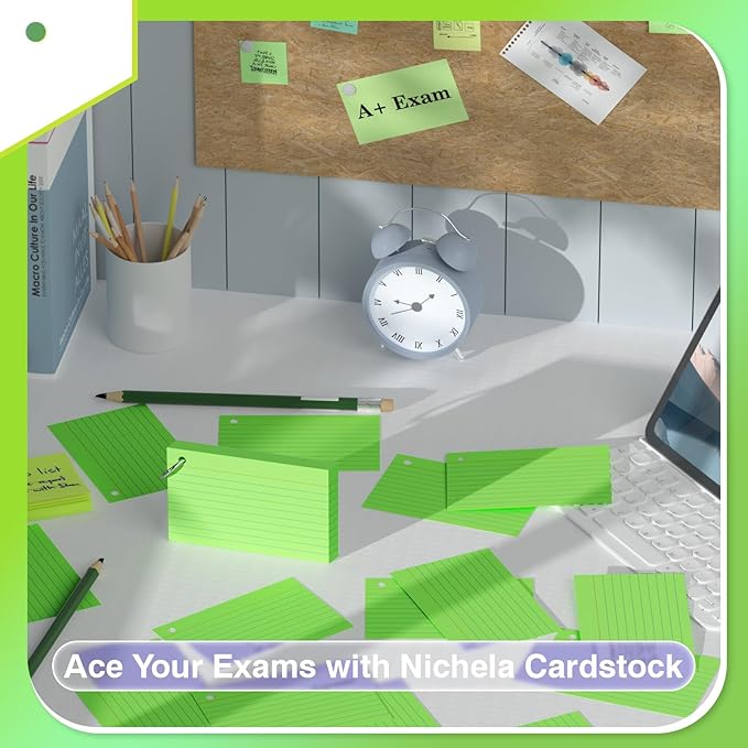 250 Sheets Colored Index Cards with Ring 3 x 5 Inch Heavyweight Ruled Flash Cards, Flashcards with Ring for School & Office Supplies and Home Organization, Durable Study To Do List Lined Note Cards