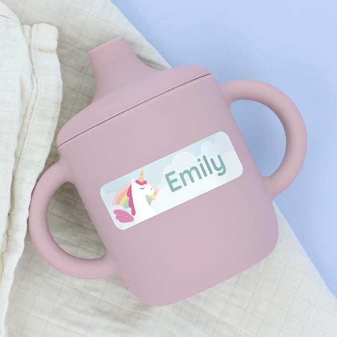 Personalized Daycare Name Labels (84) – Daycare Labels & Name Stickers for Kids – Labels for Kids Stuff Daycare – Waterproof for Baby Bottles, Clothing & Lunch Boxes - Unicorn