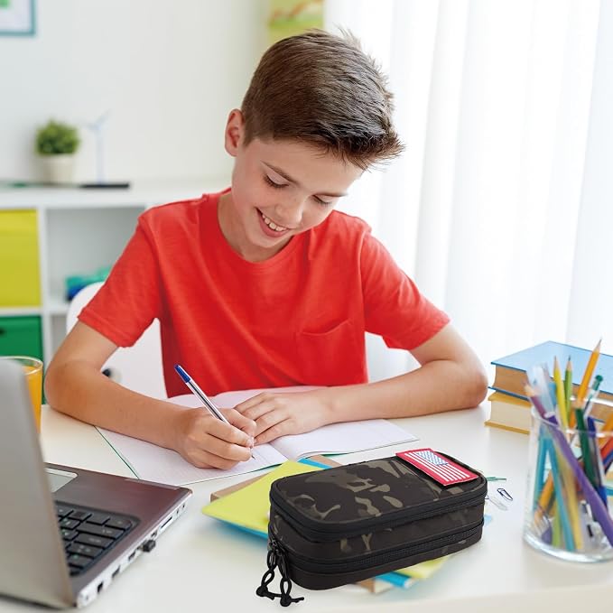 Tactical Pencil Case for Boy,Wide open Pen Pouch Bag with Handle for School | Marker Organizer Case Pen Box, Tool Bag Desk Organizer for School College Office Organizers for Kids Men Women Adult Teens