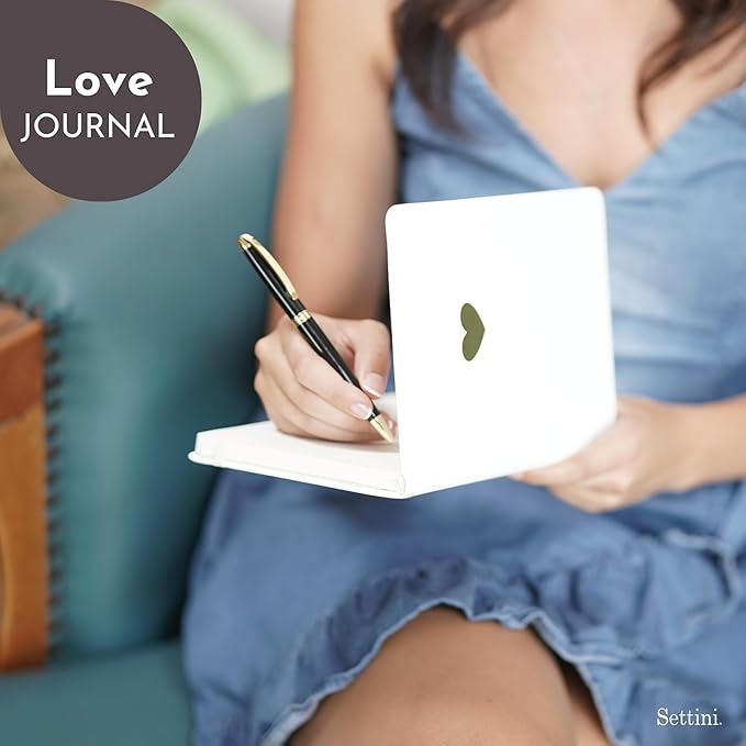 SETTINI Lined Journal, Ideal for Journaling - A5 Vegan Leather Notebook, 192 Archival-Quality Pages, QuillEase Bleed-Free Paper, Inner Pocket & Bookmark - White Heart