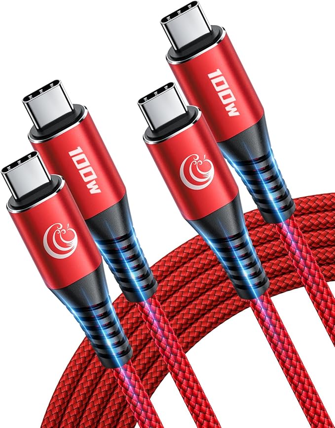 USBC to USBC 100W [3ft/2 Pack] USB C to USB C Fast Charging Cable Braided C to C Charger Cord 5A for MacBook Pro/Air, iPhone 16 15 Pro Max Plus,iPad Pro,Samsung Galaxy S24 Ultra S23,Pixel,PS5,Switch