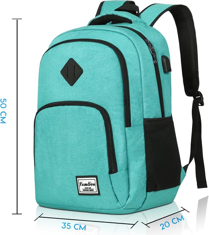 YAMTION School Backpack for Teen Girls and Boys,Laptop Bookbag for College with USB Charging Port,Green