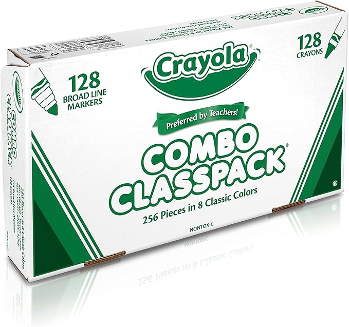 Crayola Crayons & Washable Markers Classpack (256ct), Teacher Classroom Must Haves, Bulk Markers for Kids, Art Supplies for Preschool & Kindergarten