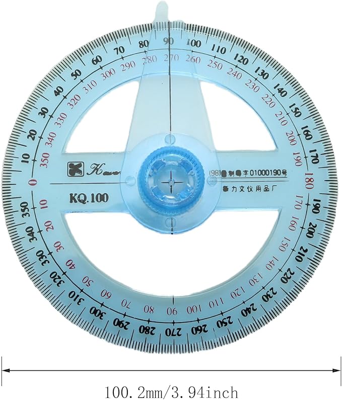 360 Degree Rotating Indicator Pin Circular Protractor 3.93inch Plastic Measuring Tool Engraved Drawing Protractor Ruler Ruler Circular Protractor For Math Geometry Classroom Set