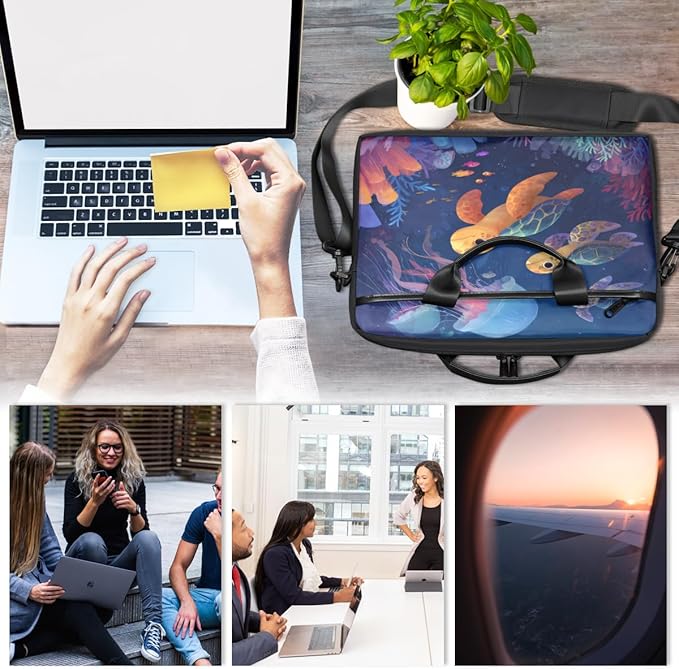 Cute Sea Turtle Laptop Sleeve Case for 13-15 inch Computer Bag Protective Laptop Handle Bag for Women Men
