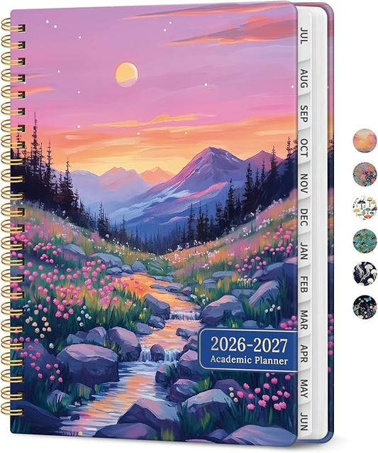 Planner 2026-2027, Academic Year Weekly and Monthly Calender Planner, from Jul 2026 - Jun 2027, Spiral Bound School Planning Book, Perfect for Teacher, Student, Women & Men, A4 (8.5" x 11"), Alpine Twilight