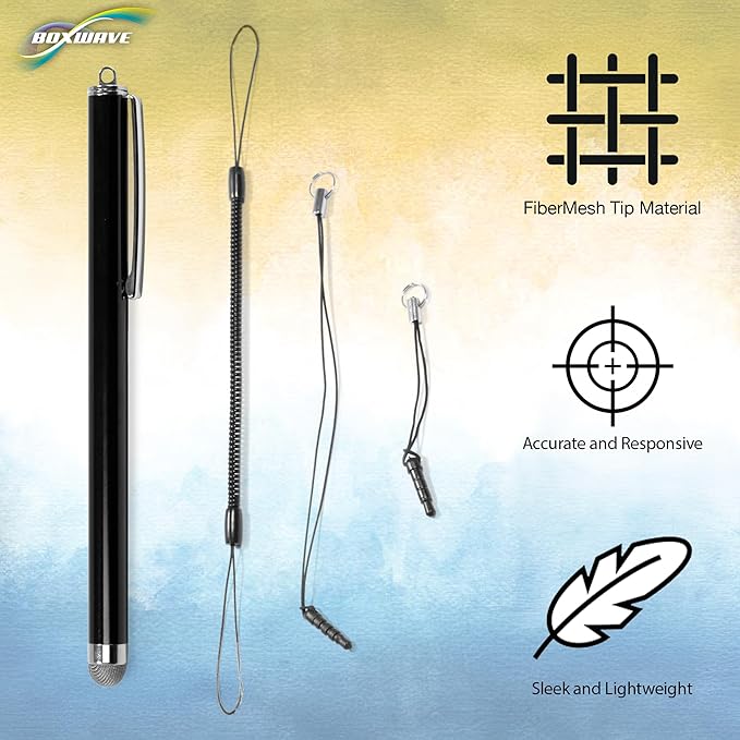 BoxWave Stylus Pen Compatible with Boogie Board Blackboard Smart Scan Reusable Notebook - EverTouch Capacitive Stylus, Fiber Tip Capacitive Stylus Pen - Jet Black