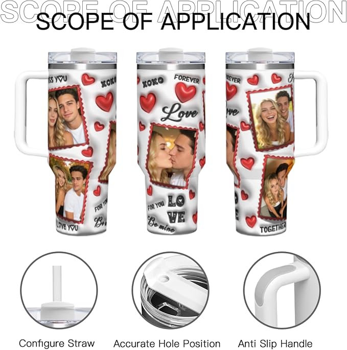 Personalized Tumbler Custom Vacuum Insulated Travel Mug Customizable Coffee Cup with Your Photos and Text Christmas Birthday Gift (40oz Design 7)