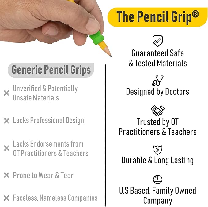 Pencil Grip The Classics Ridged Foam Grip 12 Pack – Ergonomic Writing Aid for Kids & Adults, Soft & Comfortable, Fits Pens, Pencils, Crayons, Right or Left Handed, Assorted Colors, Classroom Supplies