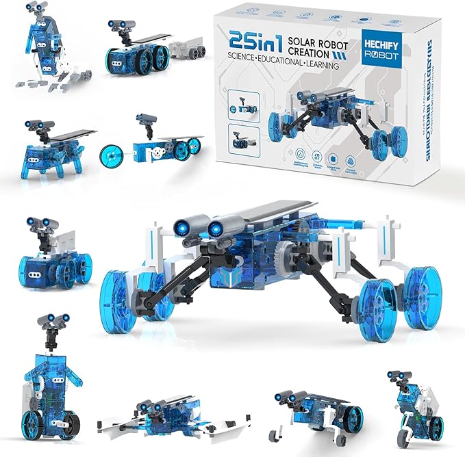 STEM 25-in-1 Solar Robot Kit for Kids Ages 8-13, Science Building Toys with Transparent Motor, DIY Robotics Experiment Set, Educational Birthday Gift for Boys Girls 8 9 10 11 12 13 14 15 16