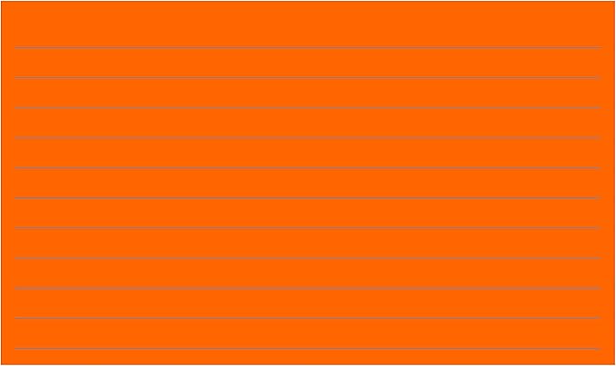 Colonial Cards: 150 Color Cardstock 3" x 5" Index Cards, Orange, Lined Landscape Format