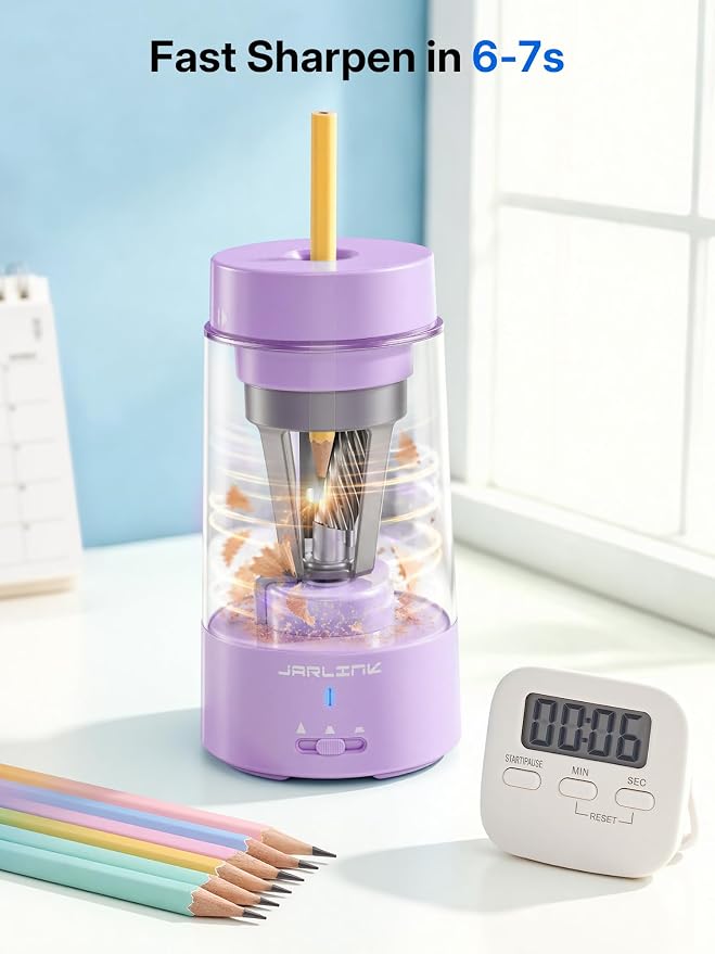 JARLINK Fully Automatic Rechargeable Electric Pencil Sharpener