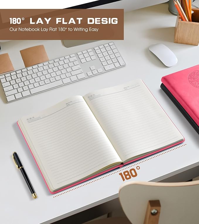 Lined Journal Notebook for Women Men,256 Thick Pages,A5 Hardcover Vintage Leather Journal for Writing,Travel,Business,Work, School,College Ruled Notebooks for Note Taking,Daily Diary 5.7"×8.3"