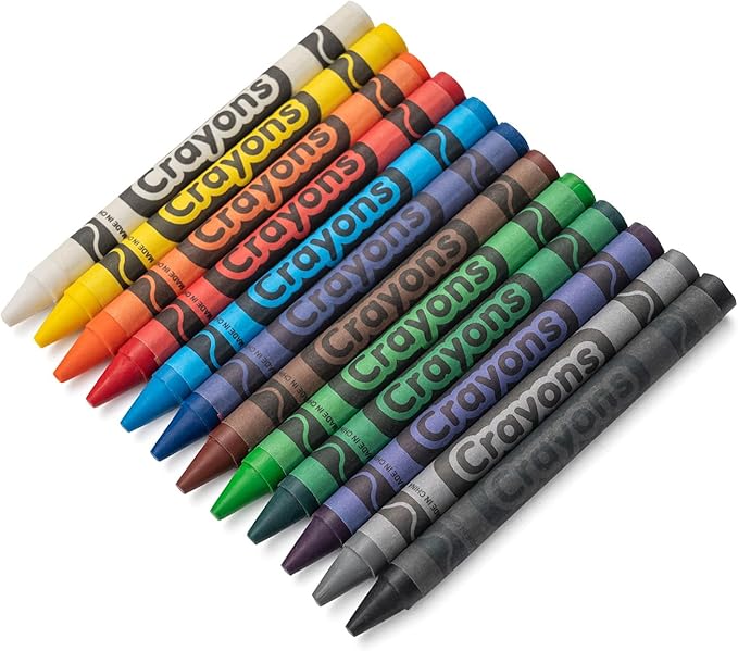 Crayons 12 Colors of 6-Pack (72 Crayons) for Coloring Books Individually Wrapped, Art Supplies for Coloring