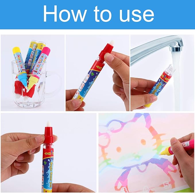 Outus 12 Pcs Water Drawing Doodle Pens, Replacement Water Markers Pens for Book Doodle Mat