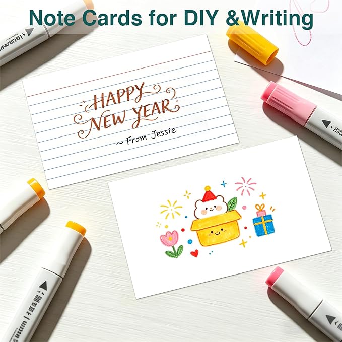 Index Cards 5x8, 100 Sheets, Ruled White Flash Cards for Effective Studying and Note-Taking, Premium Note Cards, Essential School Supplies for College & Office, Home Organization & Study Supplies