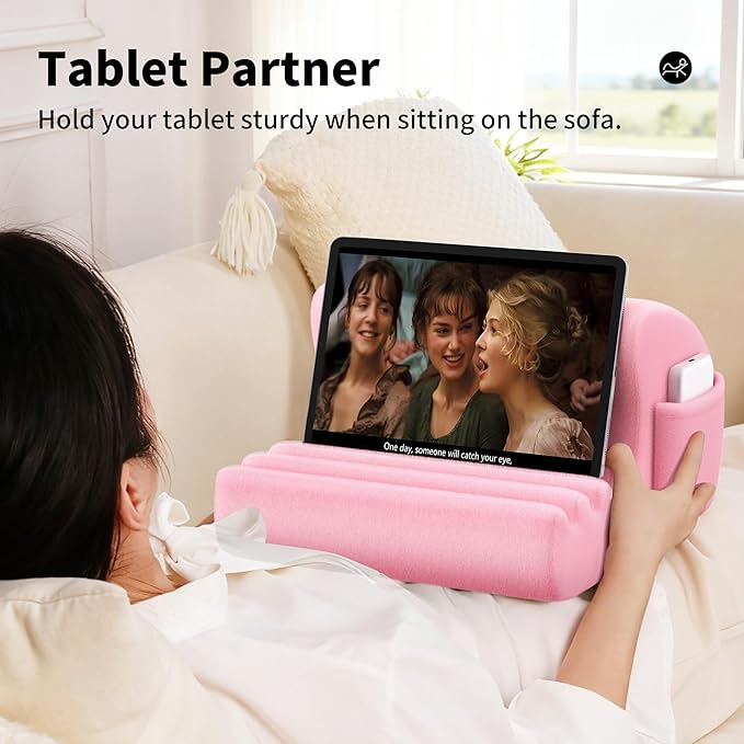 CreaDream Tablet Pillow Stand, Tablet Holder for Bed, Lap with 3 Viewing Angles, Pocket, Stylus Mount, Pillow Pad Compatible with 4-13" Tablets, iPad Pro 13 11 Air, Kindle, Galaxy Tab