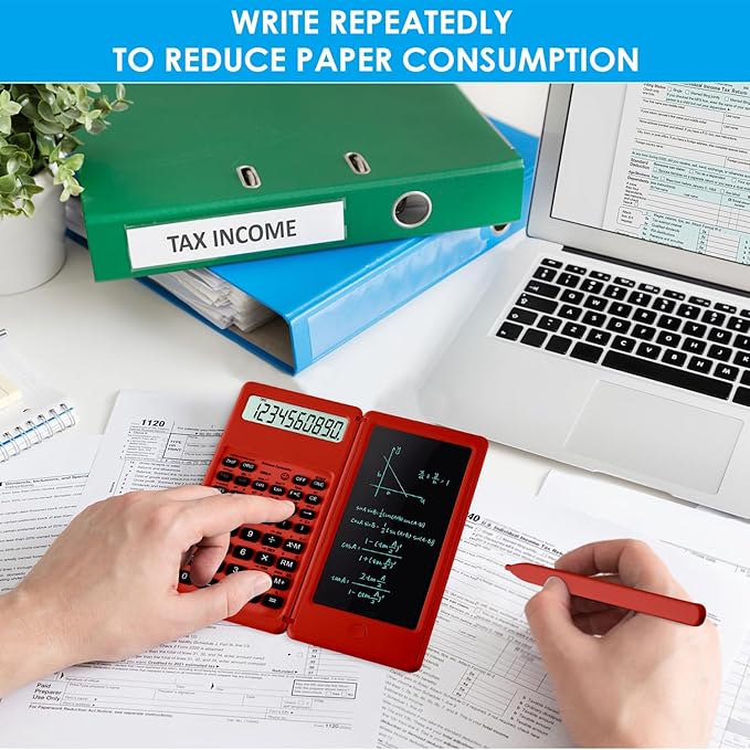 IPepul Scientific Calculators for Students, Red Math Calculator with Notepad,10-Digit Large Screen, Classroom Must Haves for Middle High School Supplies & College (Red)