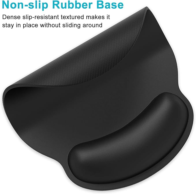 Dapesuom Ergonomic Mouse Pad with Wrist Support, Comfortable Memory Foam Wrist Rest for Easy Typing Pain Relief, Cute Computer Gaming Desktop Mouse Mat with Non-Slip Base for Laptop, Office, Jet Black