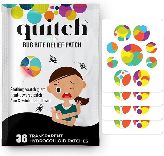 Quitch Mosquito Bite Itch Relief Bug Bite Patch, Camping Travel Essentials | After Bite Insect Bite Treatment, Anti Itch Cream Alternative, Insect Bite Relief, Cruise, Travel and Camping Essential