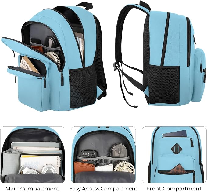 Backpack for Men and Women, School Backpack for Boys Girls, Lightweight Casual High School Bookbag, Daily-use Travel Laptop Backpack Fits 15.6 Inch Notebook